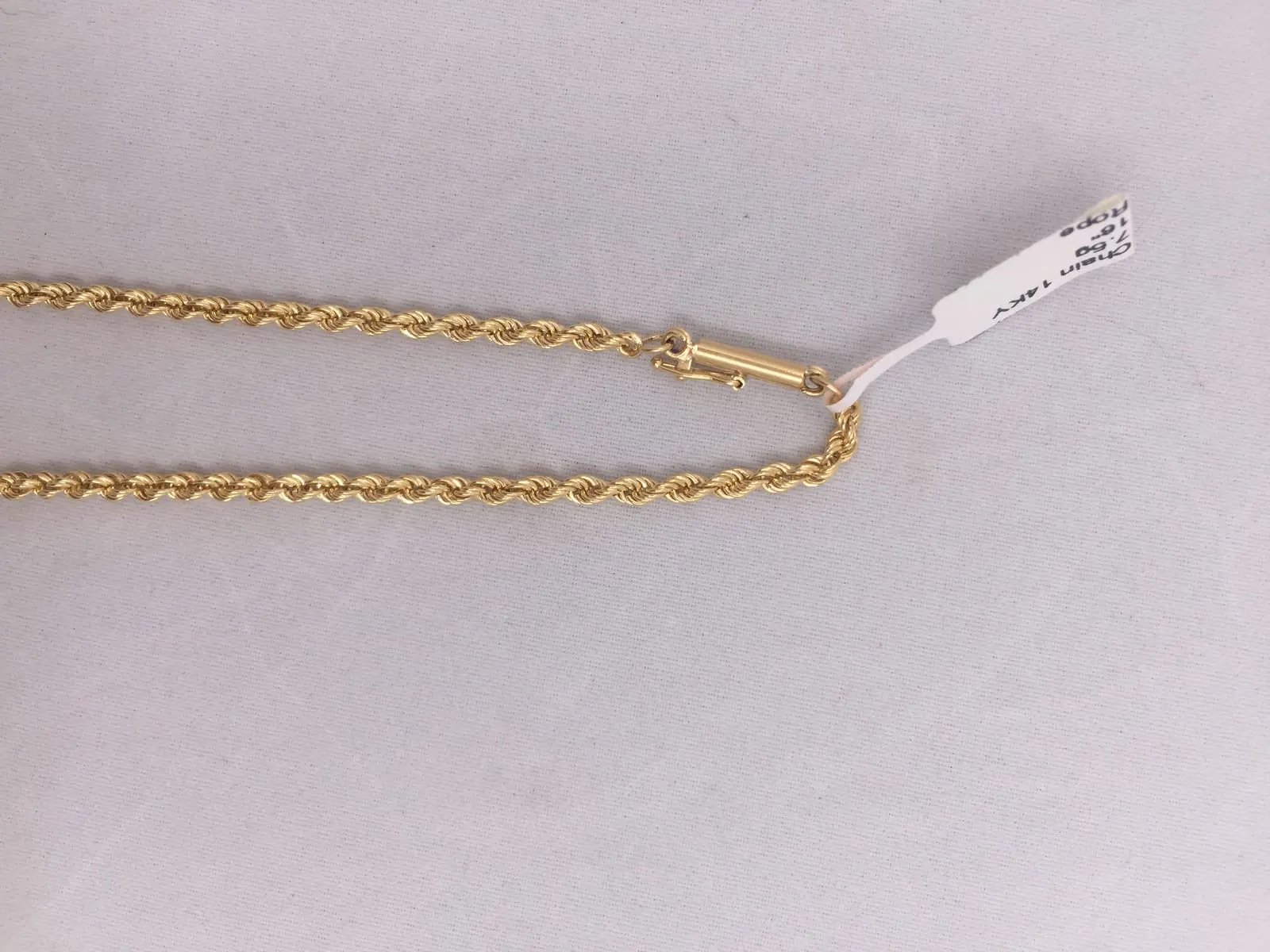 14K Yellow Gold Rope Chain Necklace — 16 inch