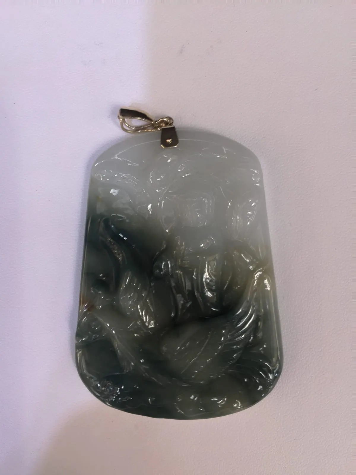 Carved Grey-Green Jade Horse Pendant