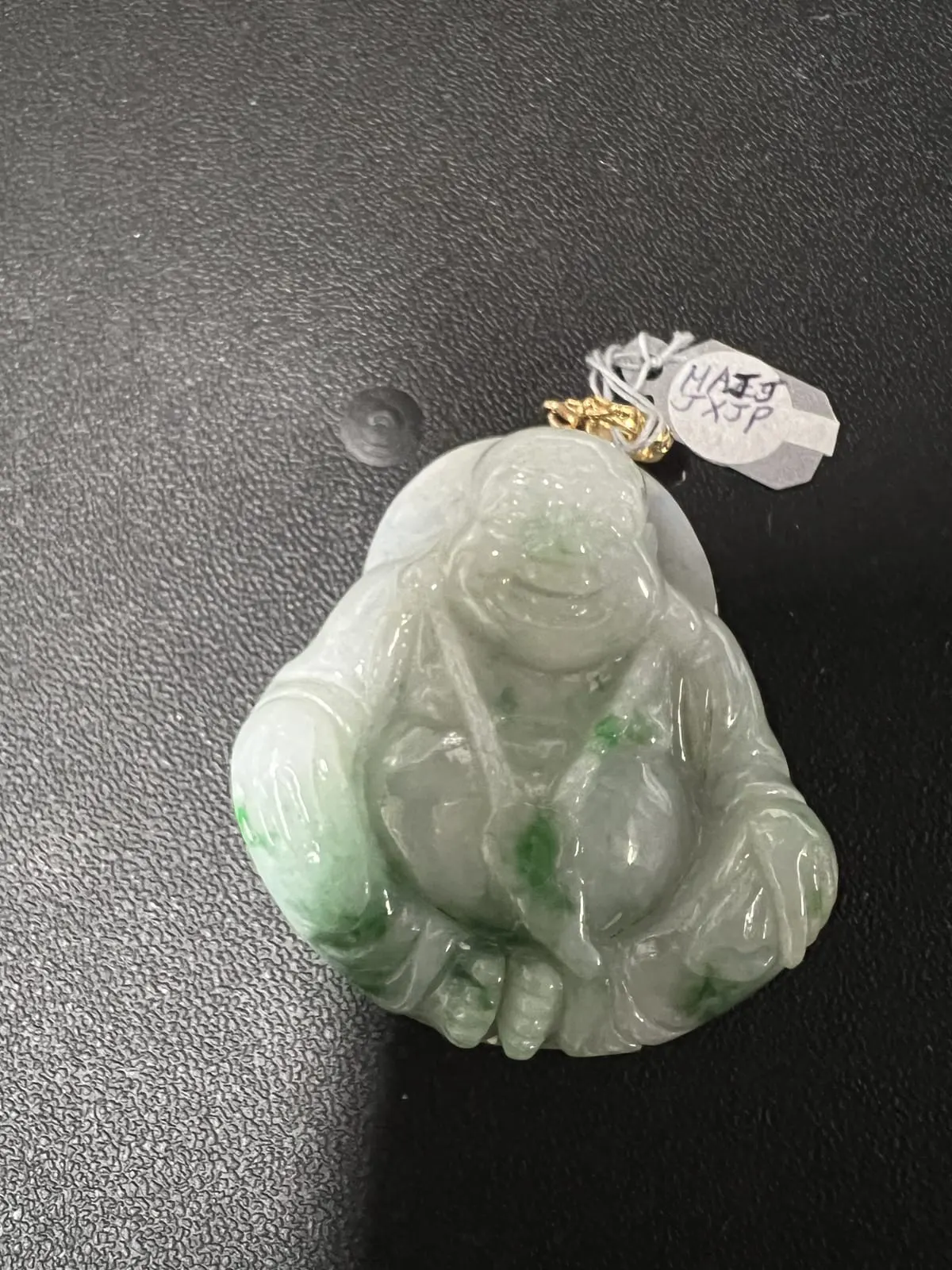 Carved Jadeite Laughing Buddha Pendant