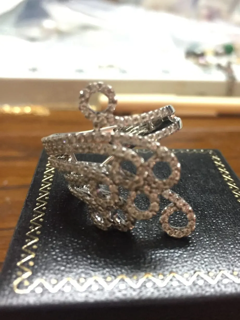 Diamond Crown Brooch with Pearl Accent