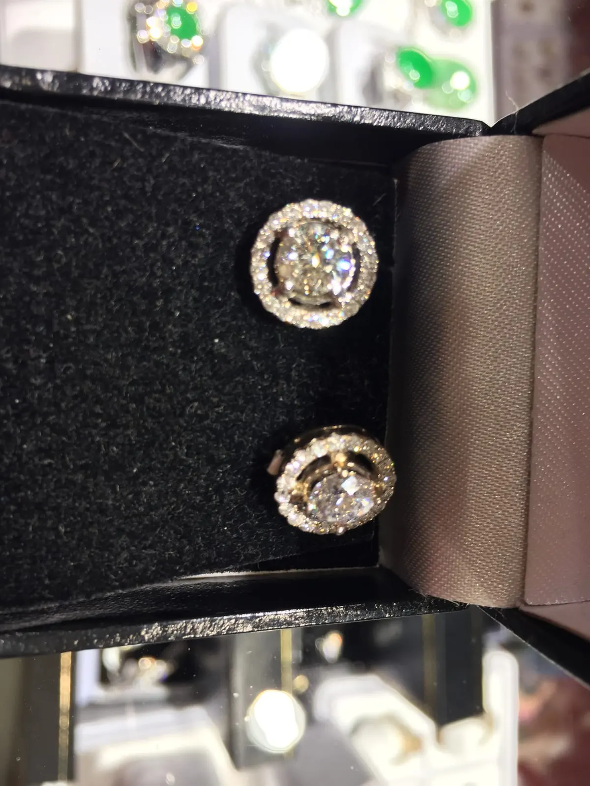 Diamond Halo Cluster Stud Earrings