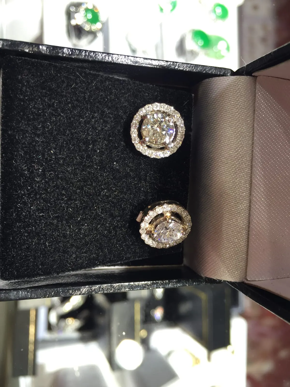 Diamond Halo Cluster Stud Earrings
