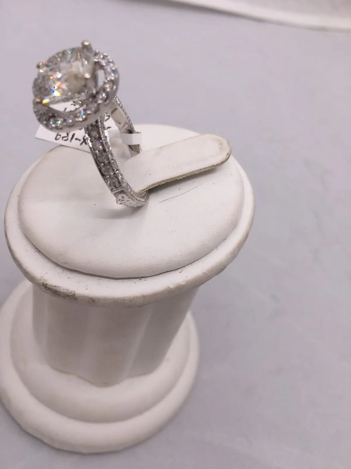 Diamond Halo Ring with Engraved Band