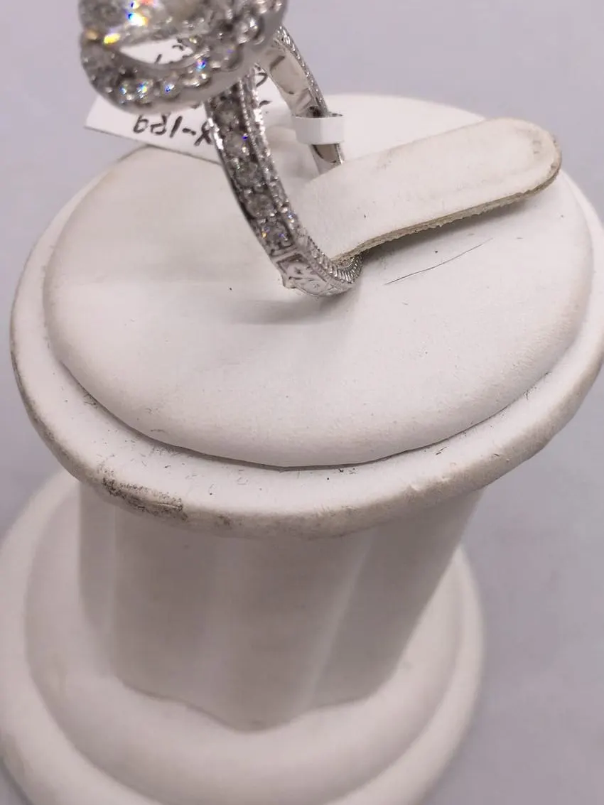 Diamond Halo Ring with Engraved Band