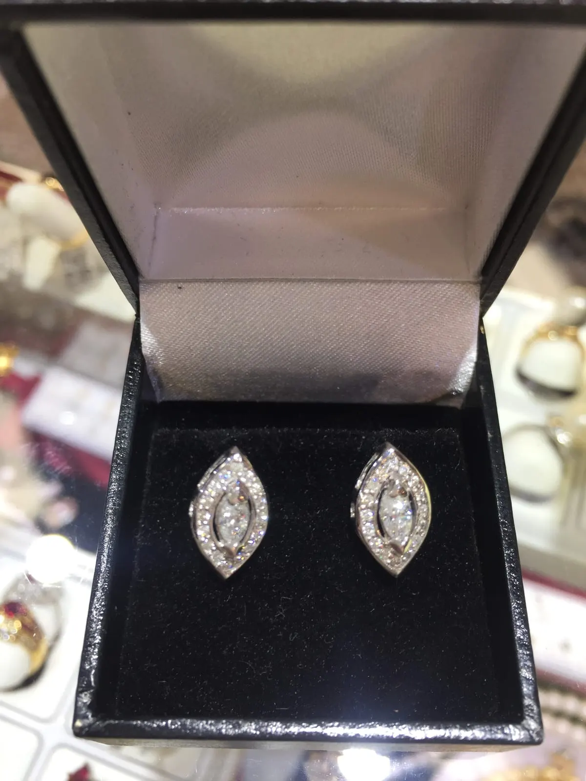 Diamond Marquise-Shaped Double Halo Stud Earrings