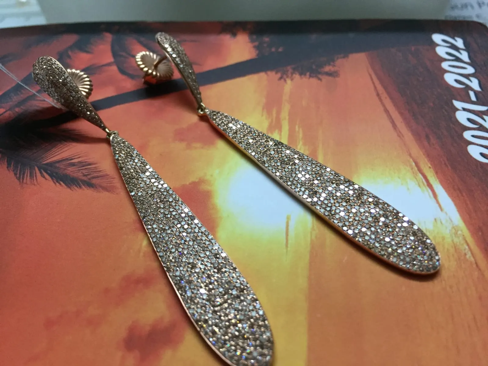 Diamond Pave Elongated Teardrop Earrings