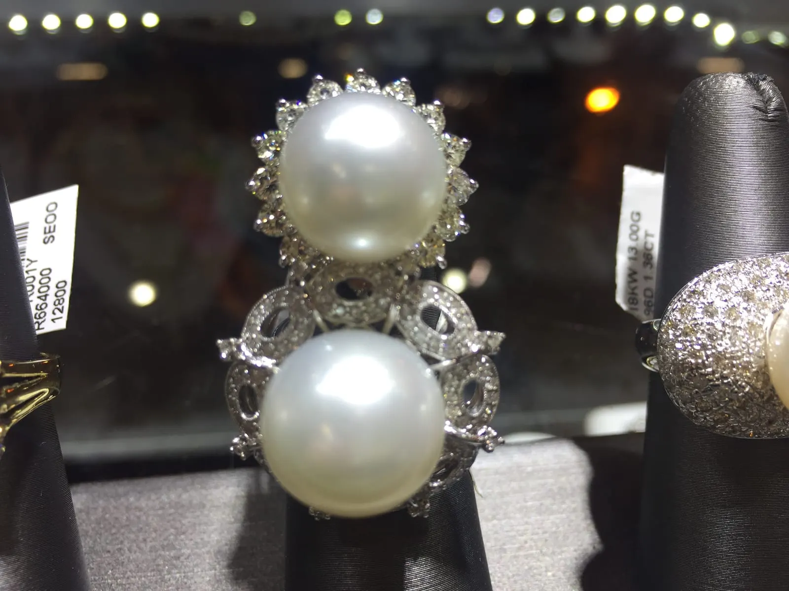 Double South Sea Pearl & Diamond Ring