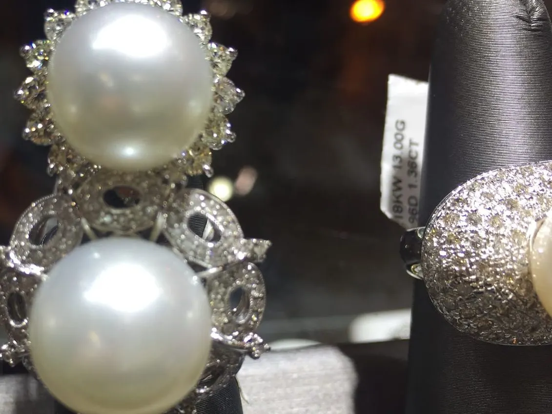 Double South Sea Pearl & Diamond Ring