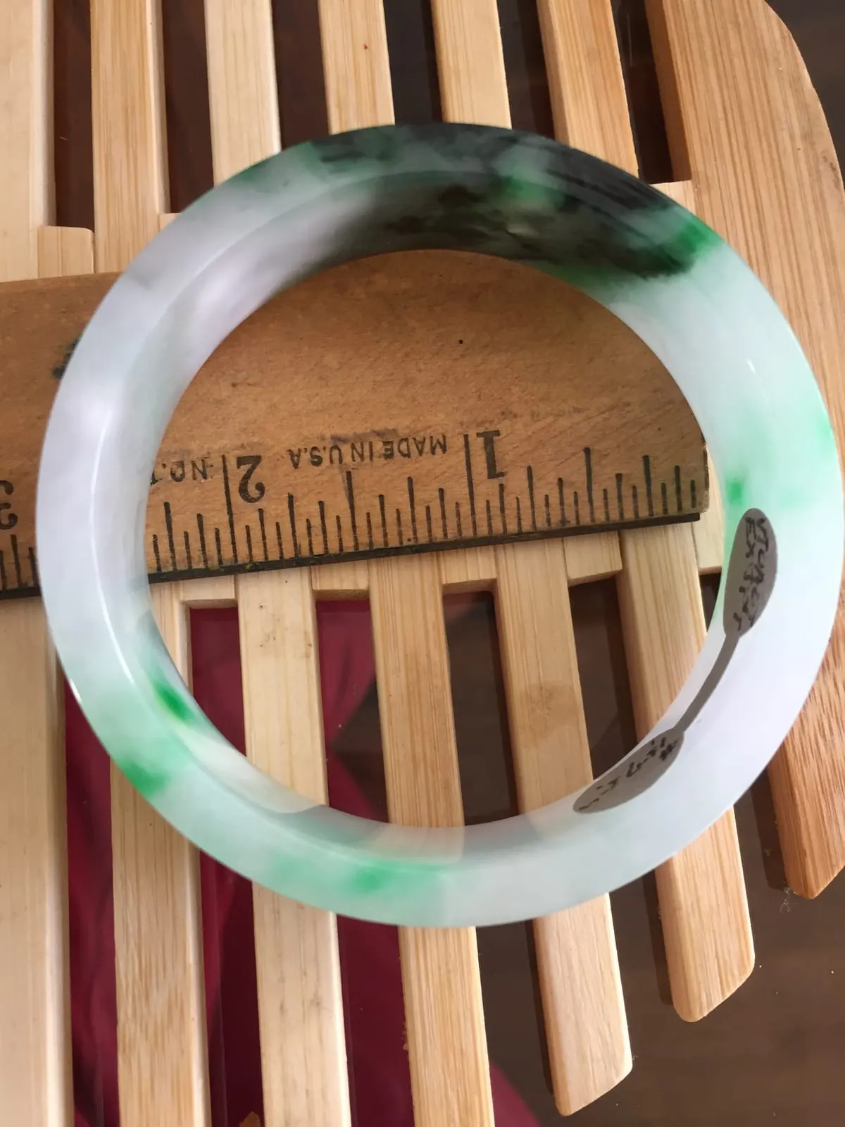 Floating Flower Jadeite Bangle — White & Green