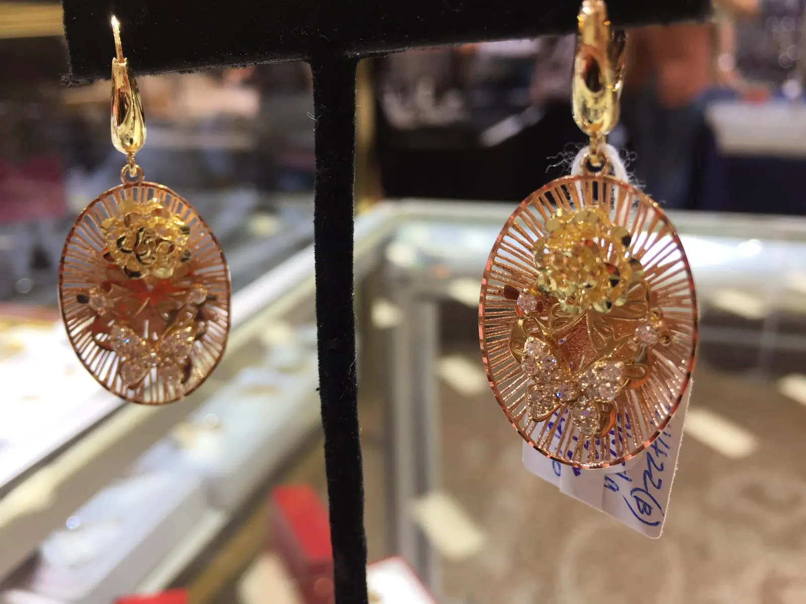 Gold Filigree Floral Drop Earrings