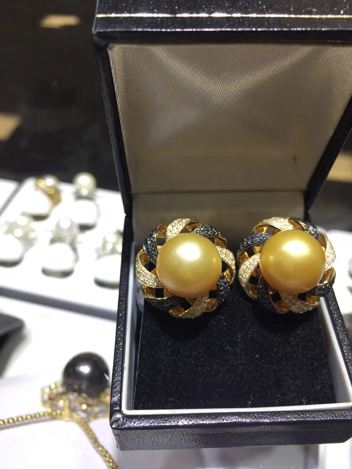Golden South Sea Pearl Swirl Earrings