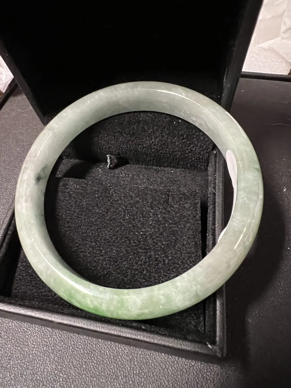 Green Jadeite Bangle in Display Box