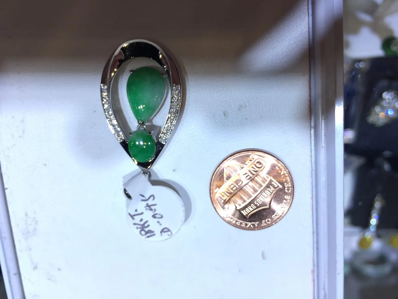 Jadeite Teardrop Frame Pendant — Dual Cabochons