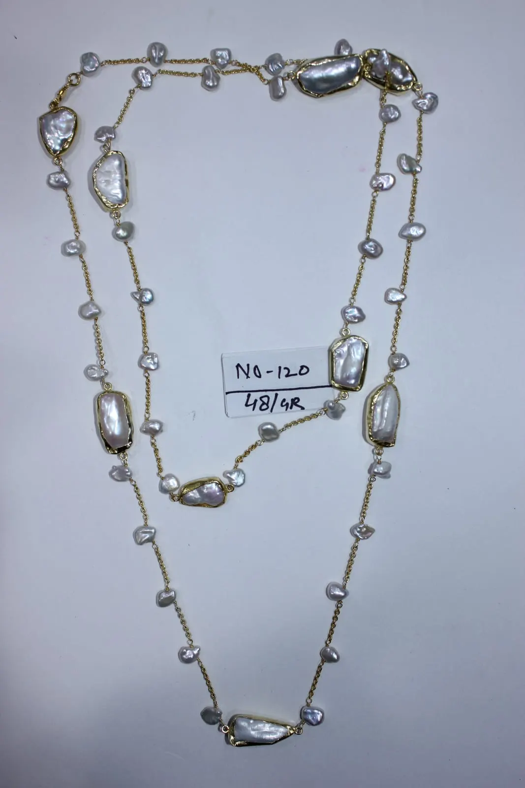 Keshi Pearl Long Station Necklace
