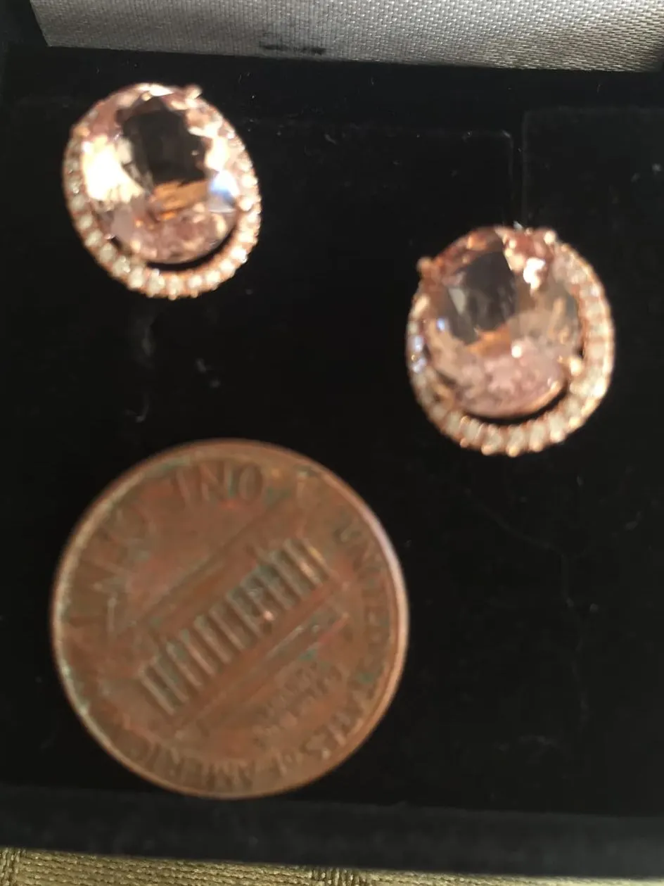 Morganite & Diamond Halo Stud Earrings
