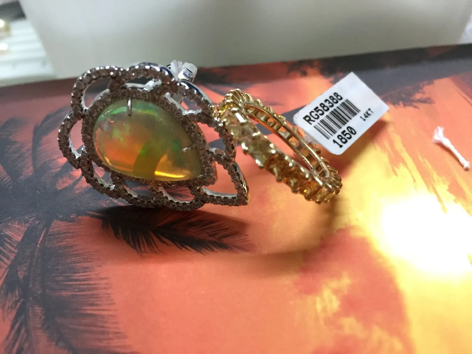 Opal & Diamond Cocktail Ring — Two-Tone Gold