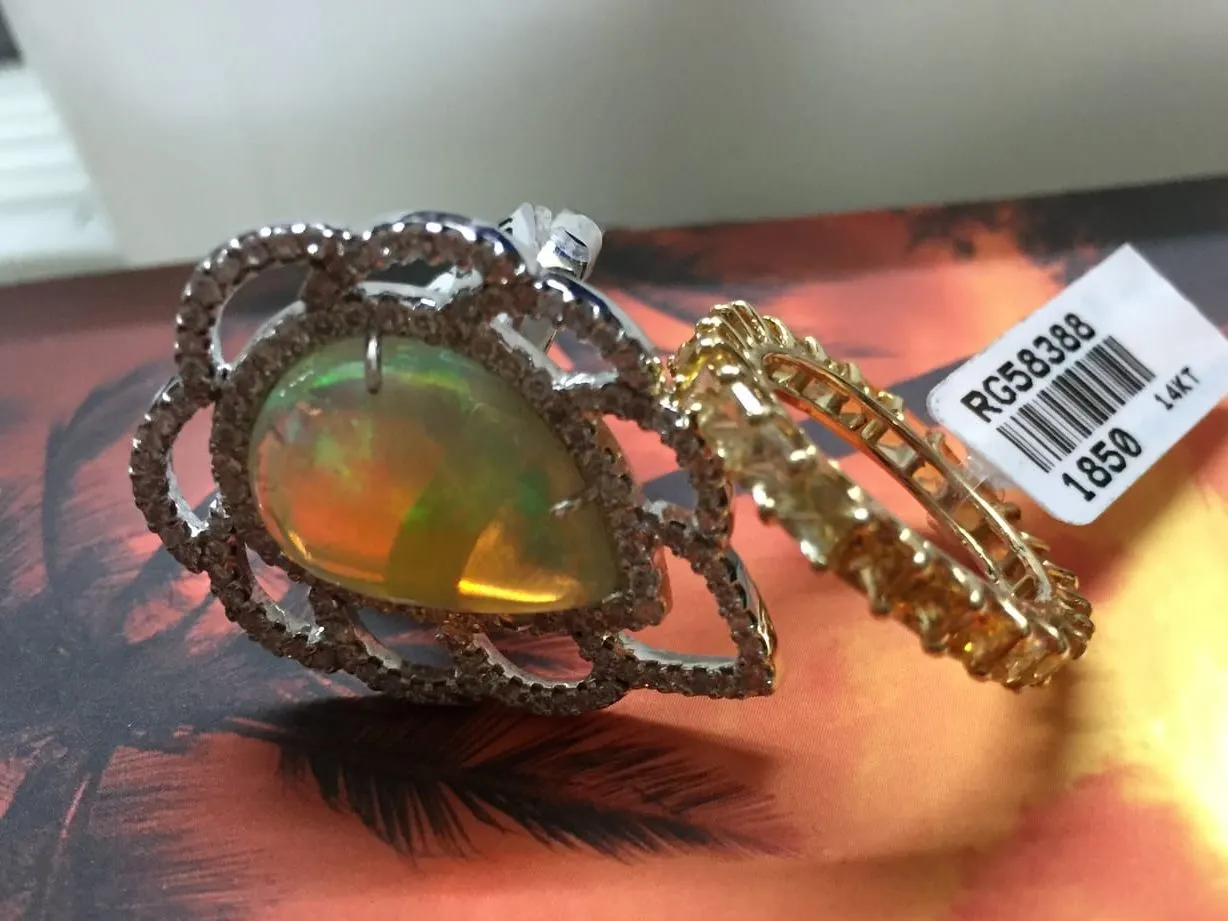 Opal & Diamond Cocktail Ring — Two-Tone Gold