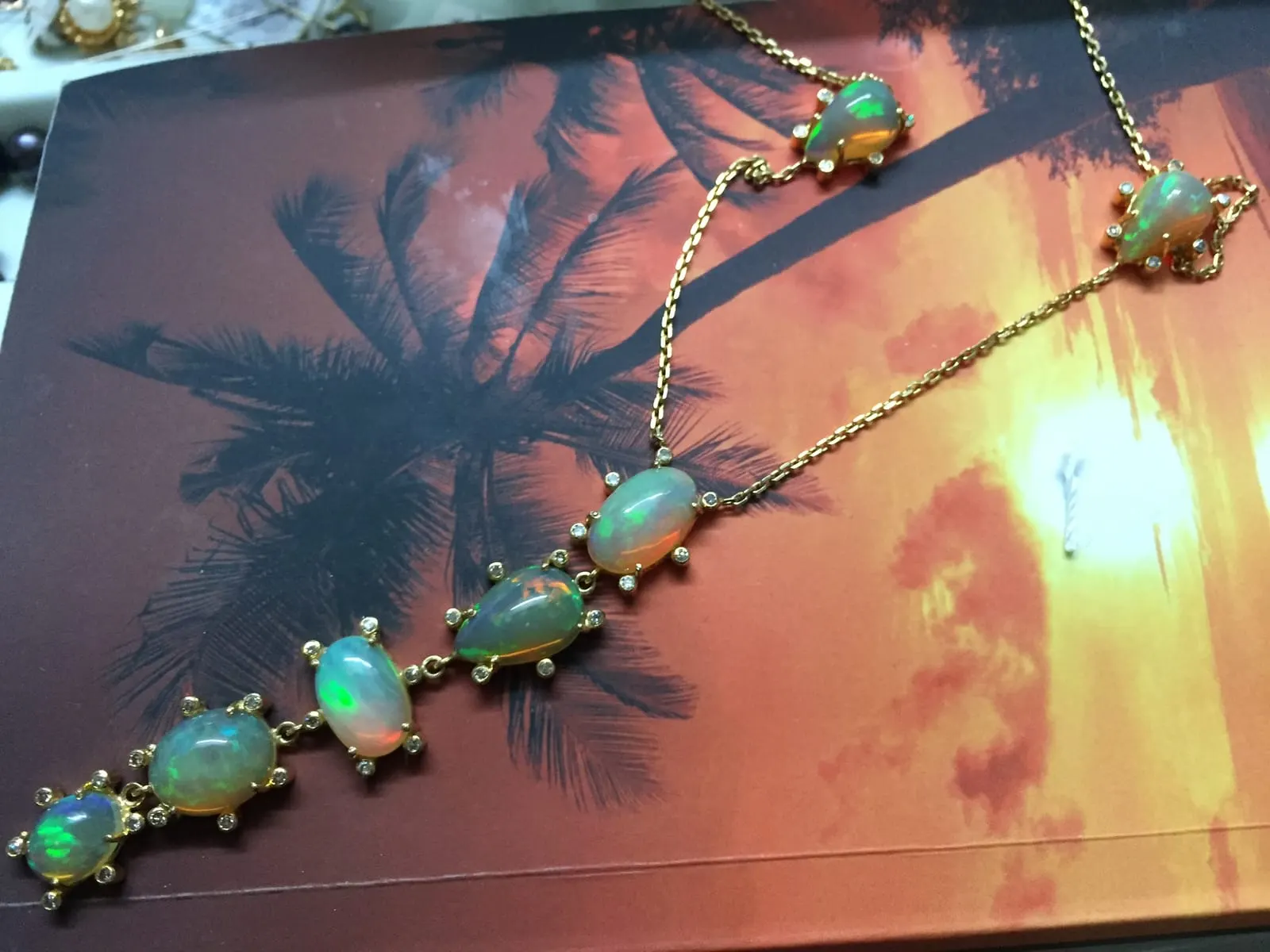 Opal & Diamond Station Bracelet
