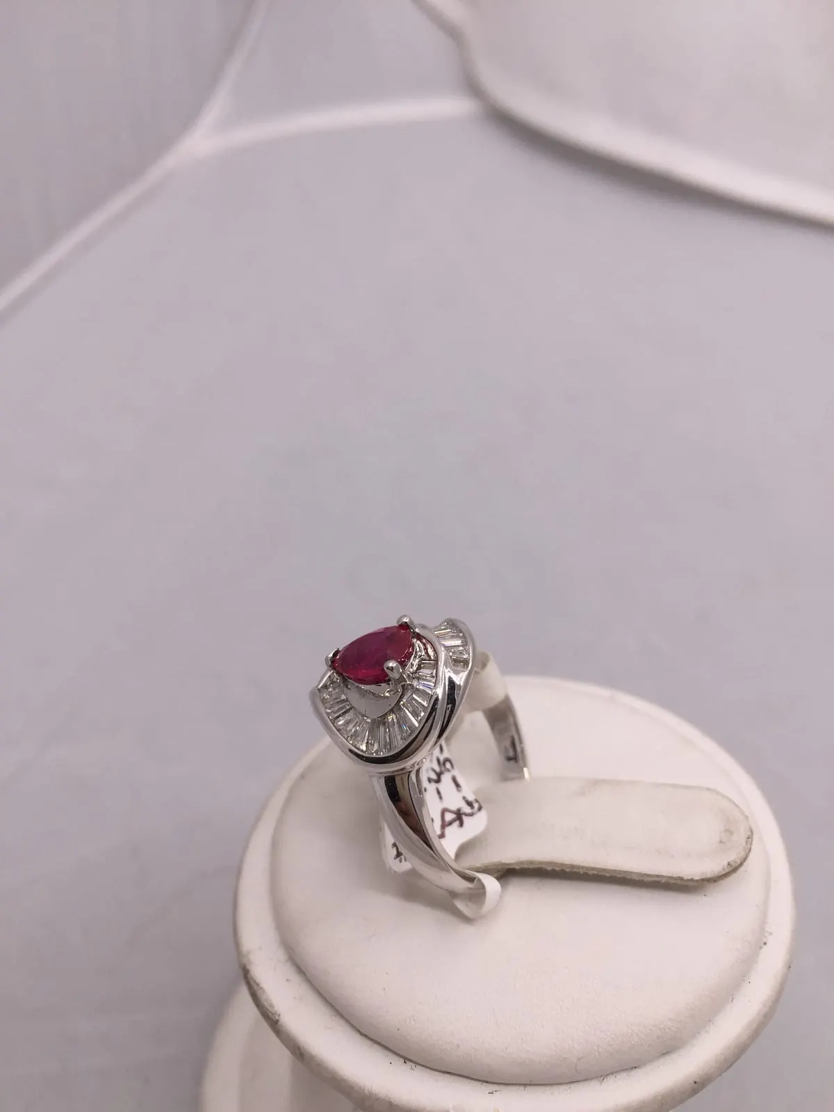 Pear Ruby & Asymmetric Baguette Diamond Ring