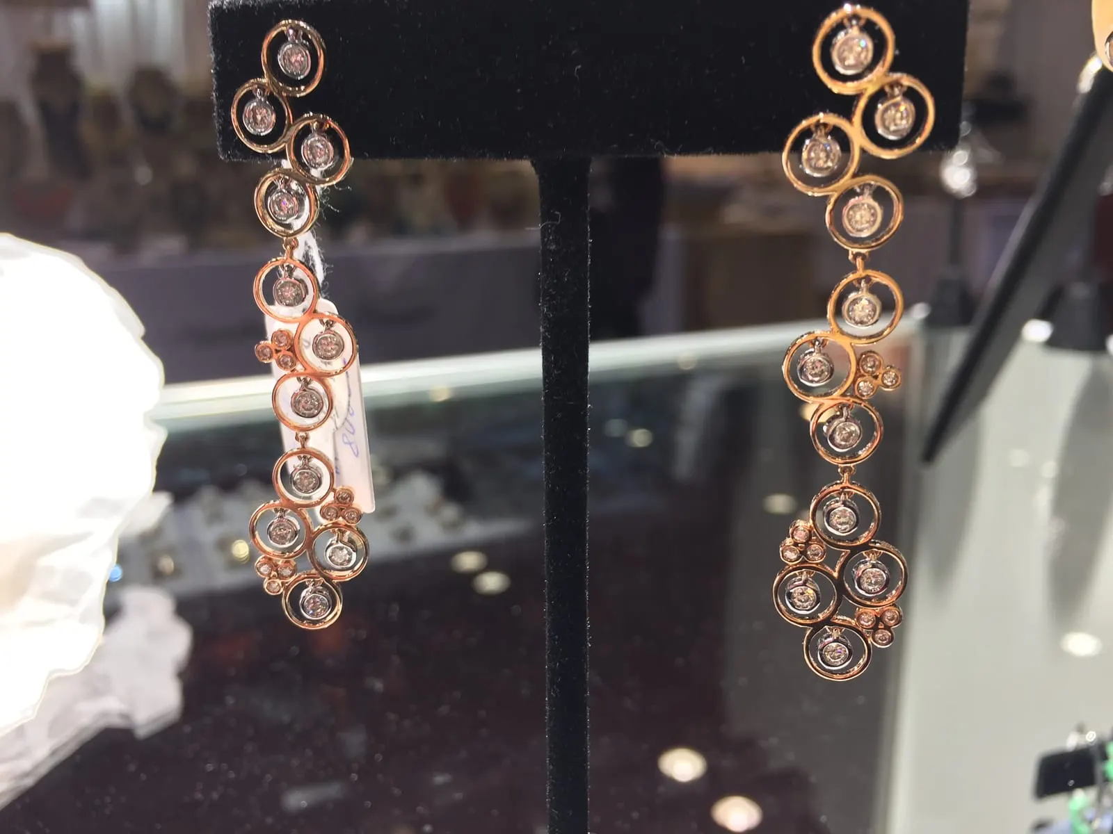 Rose Gold Diamond Chandelier Drop Earrings