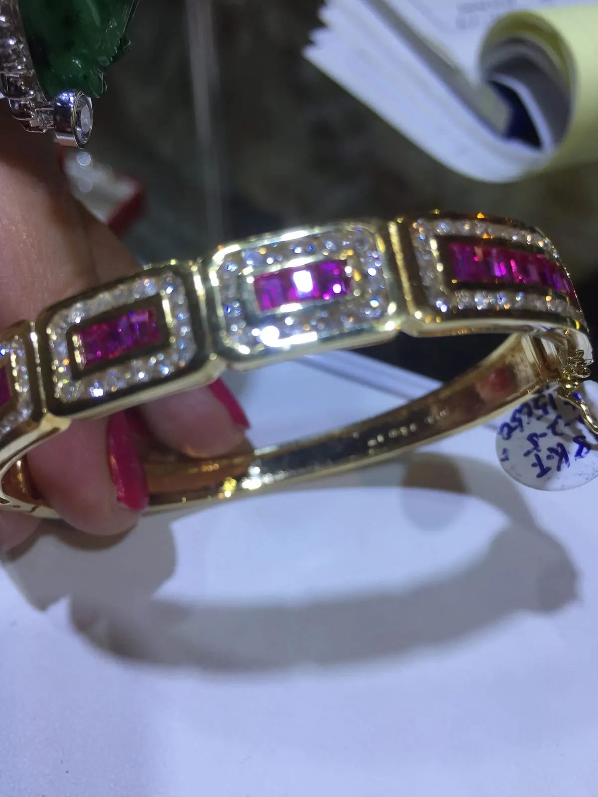 Ruby & Diamond Art Deco Bangle Bracelet