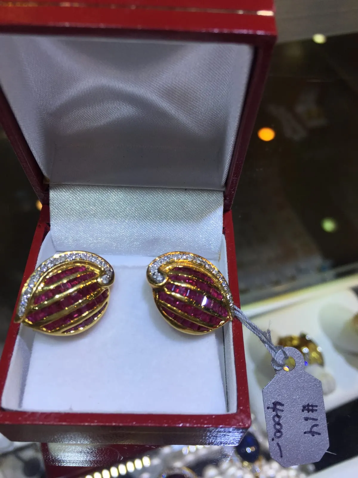 Ruby & Diamond Oval Clip-On Earrings