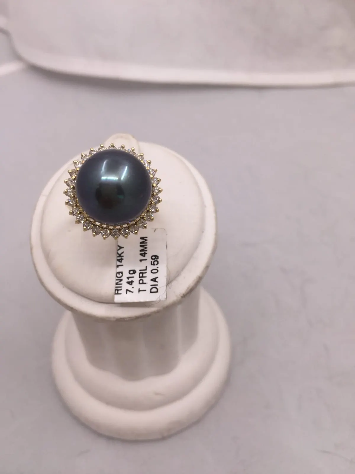 Tahitian Pearl Diamond Sunburst Ring — 14KY