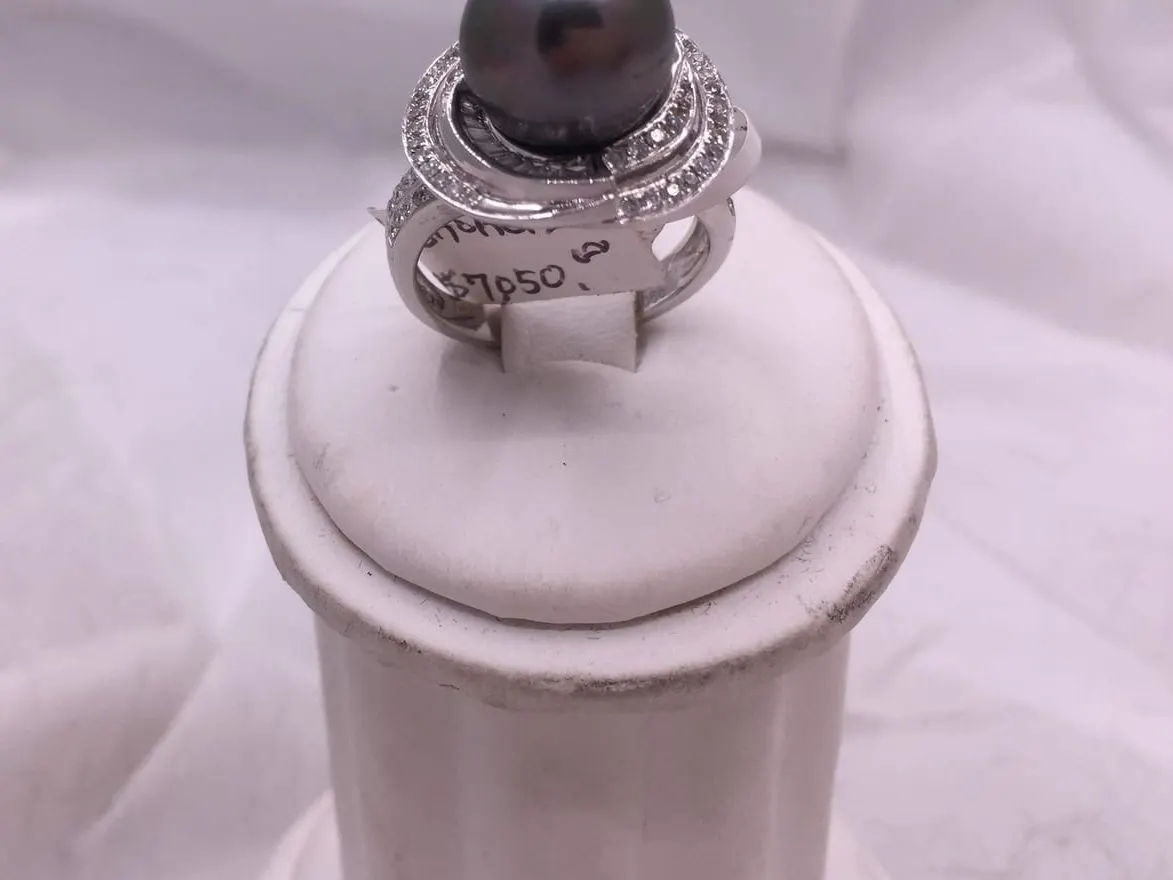 Tahitian Pearl Diamond Swirl Ring