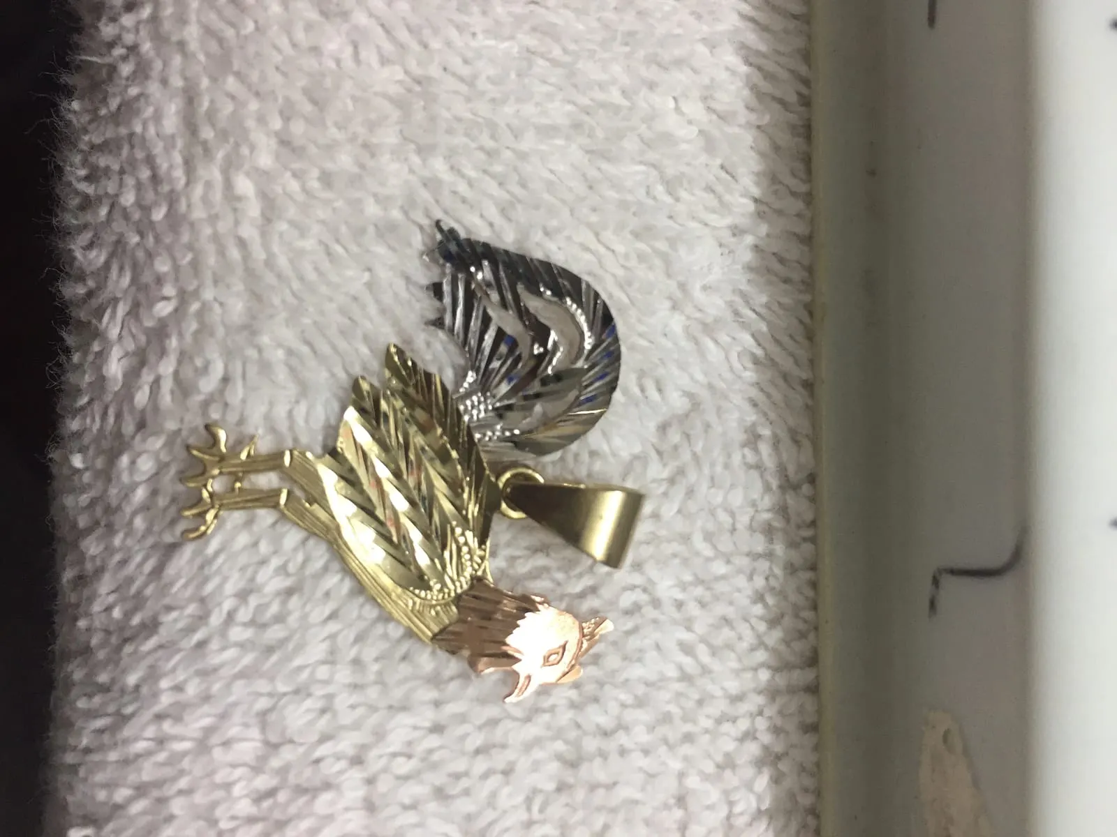 Tri-Color Gold Rooster Pendant