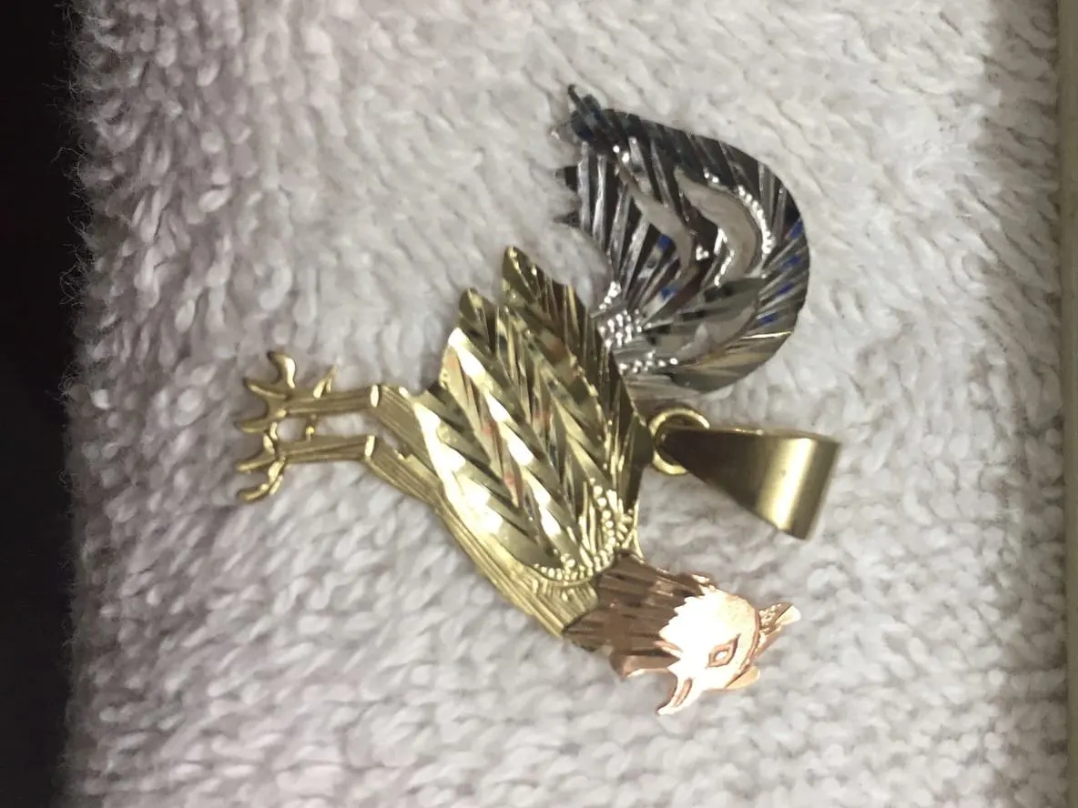 Tri-Color Gold Rooster Pendant