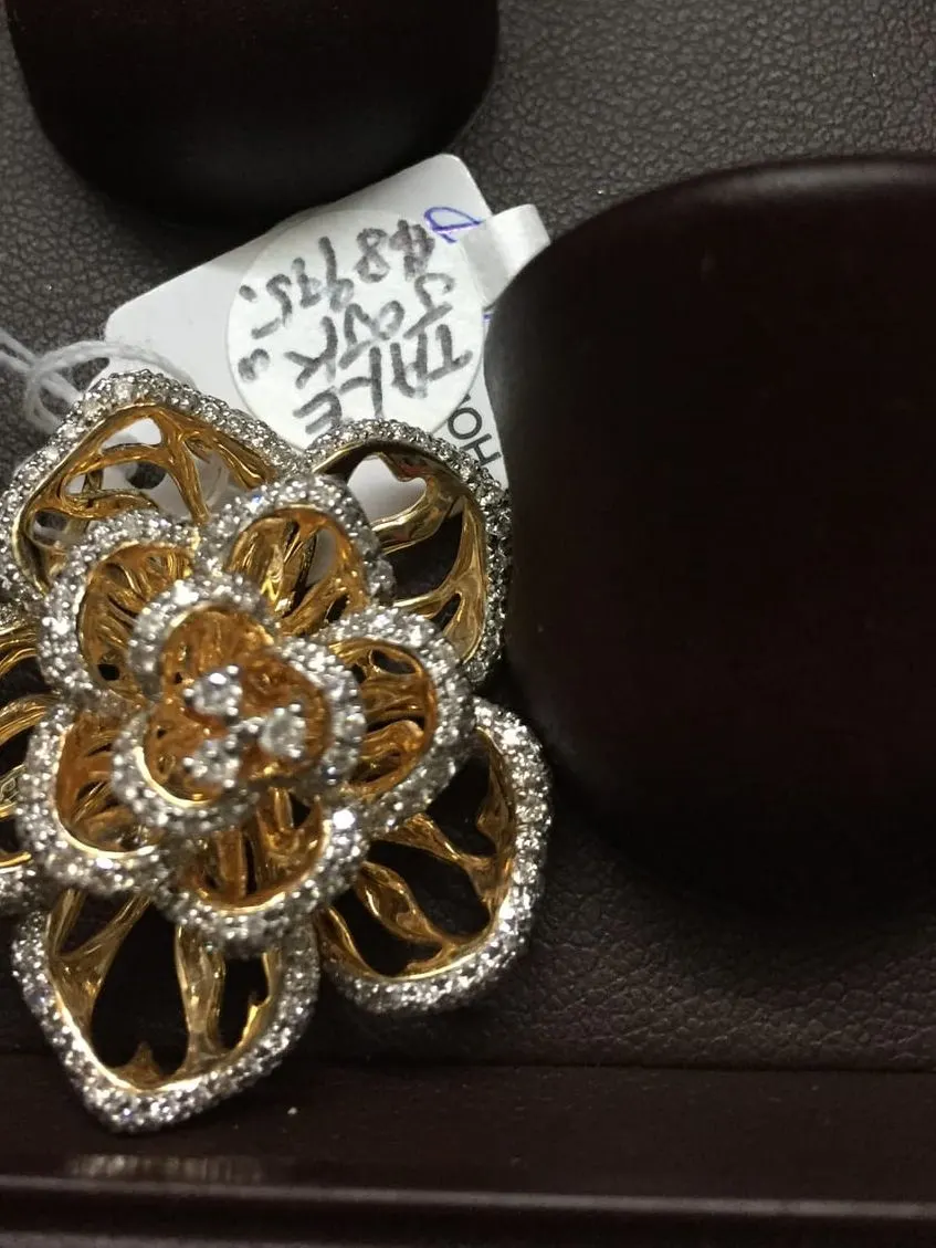Two-Tone Gold Diamond Floral Brooch/Pendant