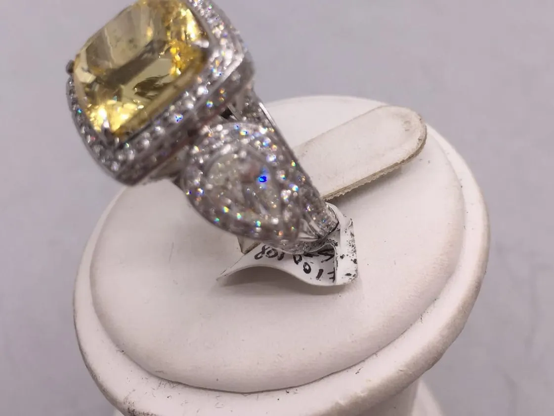 Yellow Sapphire & Diamond Three-Stone Ring
